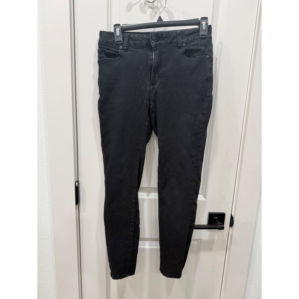 Tahari Womens Skinny Jeans Black Denim Size 4/27 Solid 5-Pocket Casual Pants
